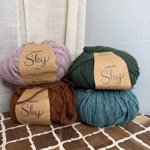 New Drops Sky Yarn Baby Alpaca Merino Wool Mix Color Lot 4 Skeins 828 Yrds Total